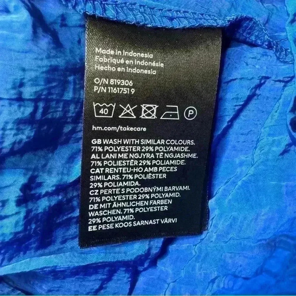 H&M Woven Blouse With Tie Detail Blue Size XXL NWT - Picture 9 of 12